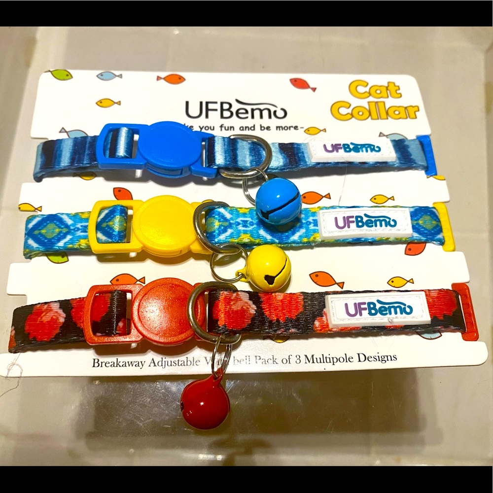 😻UFBemo😻3-PACK BREAKAWAY 🔔 CAT COLLARS NIP😽